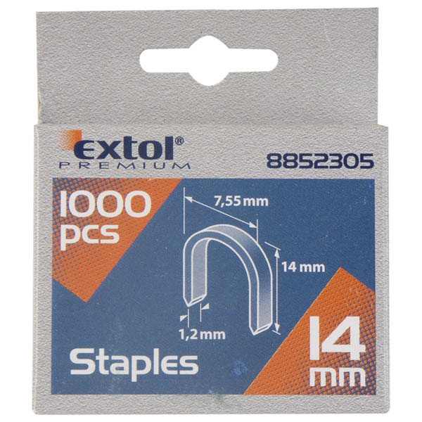 EXTOL PREMIUM U-szeg profi tűzőg-hez 7,55×0,52×1,2mm ; 14mm, 1000db [ 8852305 ]
