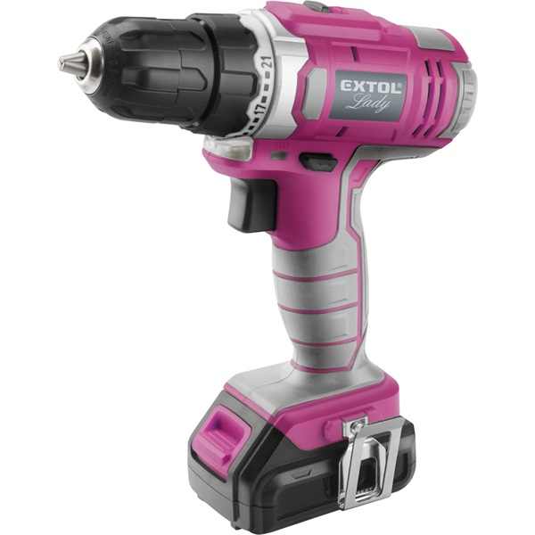 EXTOL akkus fúró csavarozó, 12V, Li-ion, Extol Lady, 1db 1300 mAh akku [ 402401 ]