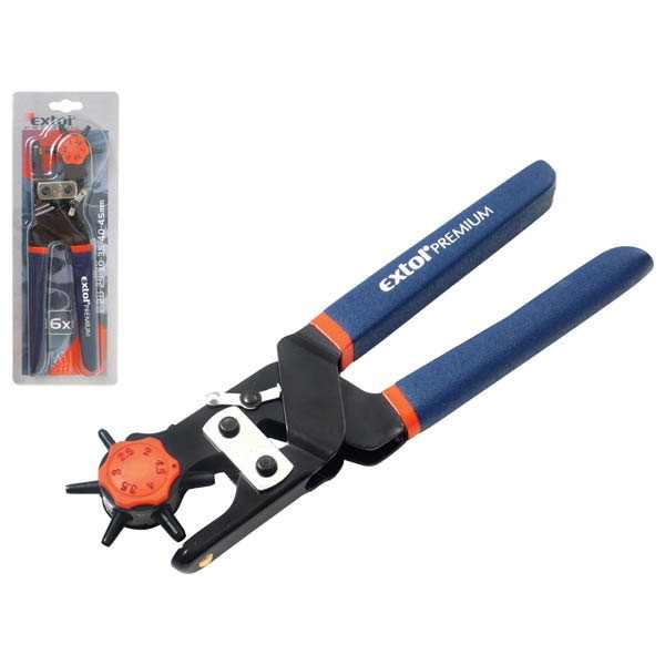 EXTOL PREMIUM bőrlyukasztó, gumírozott nyéllel; forgatható fejű, 6 lyukú 2.0 -2.5-3.0-3.5-4.0- 4.5mm [ 8813820 ]