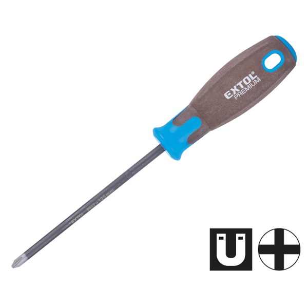 EXTOL PREMIUM csavarhúzó, PH, CV., mágneses, SUPERGRIP markolat; PH0×75mm [ 8819270 ]