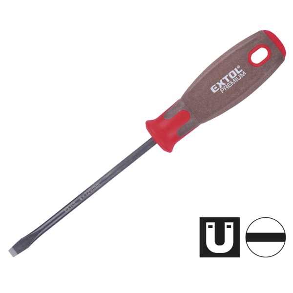 EXTOL PREMIUM csavarhúzó lapos, CV., mágneses, SUPERGRIP markolat; 8×150mm [ 8819268 ]