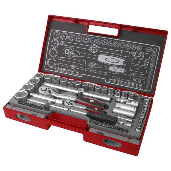 FORTUM dugókulcs klt. 1/2", 1/4", 60db, 61CrV5 mattkróm, FORTUM [ 4700011 ]