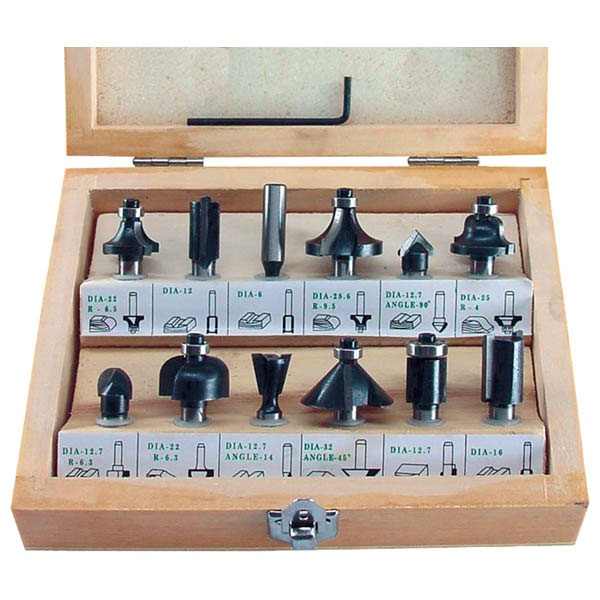 EXTOL felsőmaró klt. 12db, kisebb szett (fadobozban) ; 8mm-es befogással [ 44032 ]