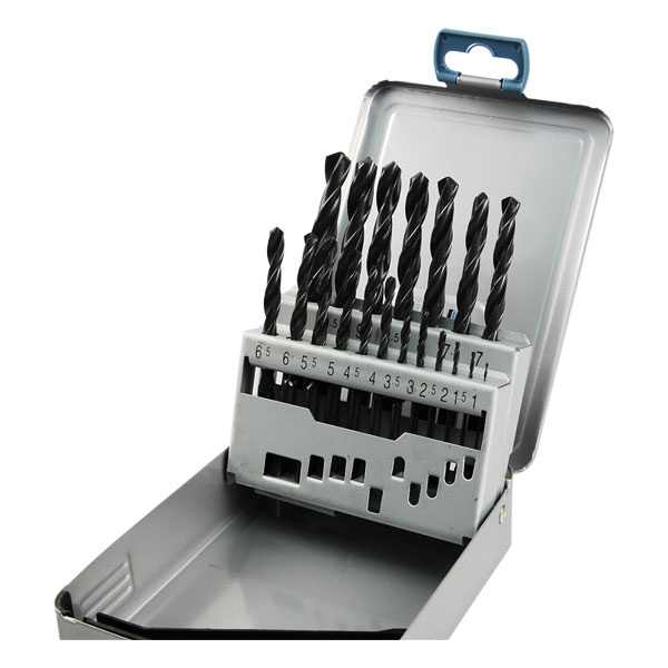 EXTOL PREMIUM fémcsigafúró klt, HSS, DIN 338, fém dobozban;1,0-10,0mm, 19 db [ 8801191 ]