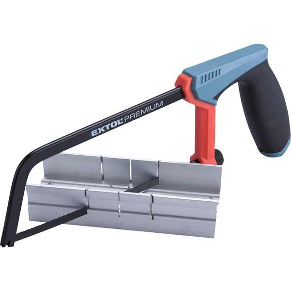 EXTOL PREMIUM fémfűrész; 150mm, acél váz, ABS/TPR gumis markolat ALU gérvágó ládával [ 8812111 ]