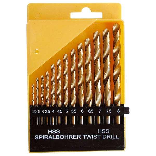 EXTOL CRAFT fémfúró klt. HSS TITÁN bevonatú, 13db, 2-8mm, (műanyag dobozban) [ 1118A ]