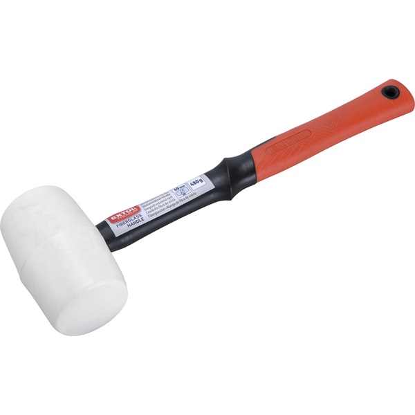 EXTOL PREMIUM gumikalapács üvegszálas nyéllel, fehér gumi ; 70 mm, 0,68 kg [ 8811114 ]