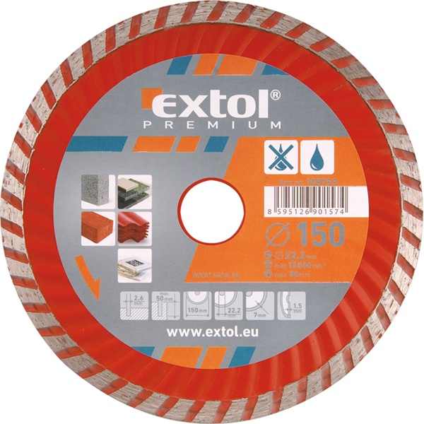 EXTOL PREMIUM gyémántvágó TURBO gránit/kerámia; 115×22,2mm, max.13.300 ford/perc [ 108751 ]