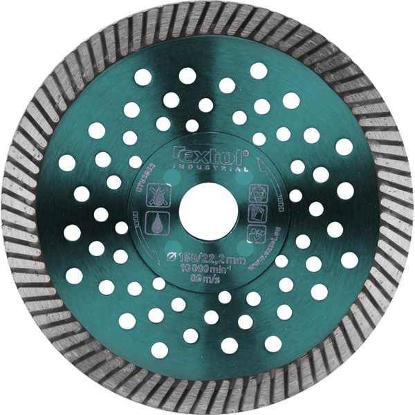 EXTOL INDUSTRIAL gyémántvágó, ipari korong,TURBO,gyors vágás; 115×22,2mm, száraz és vizes vágásra [ 8703051 ]
