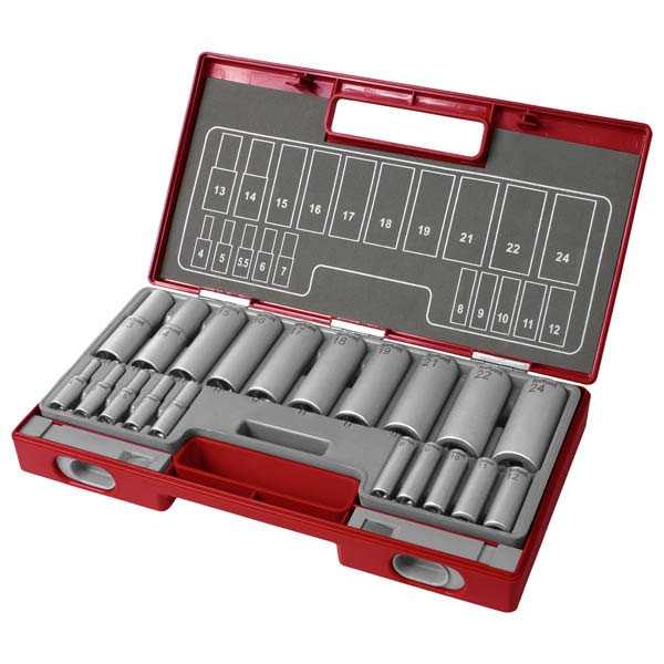 FORTUM hosszított dugófej klt. 1/2", 1/4", 20db, 61CrV5 [ 4700012 ]