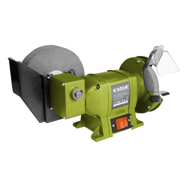 EXTOL kettős köszörűgép 250W, vizes/száraz:200mm×20×40/150×12,7×20mm, 134/2950 ford/perc, 8,5kg [ 410133 ]