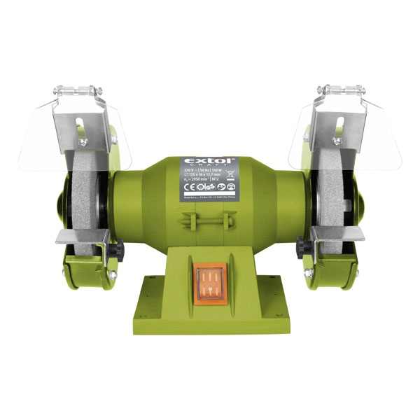 EXTOL kettős köszörűgép 150W,száraz,125×12,7×16mm, 2950 ford/perc, P36, P80, 6kg [ 410120 ]