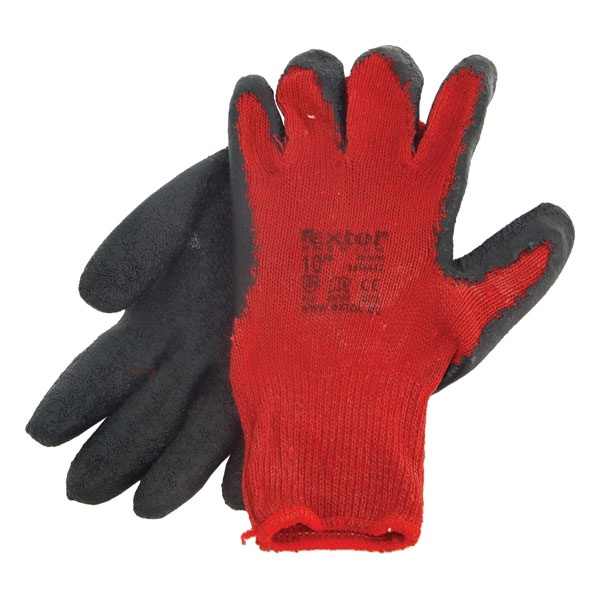 EXTOL PREMIUM kötött kesztyű, pamut, vörös, méret: 10`, latexbe mártott, csúszásgátló tenyér [ 8856642 ]