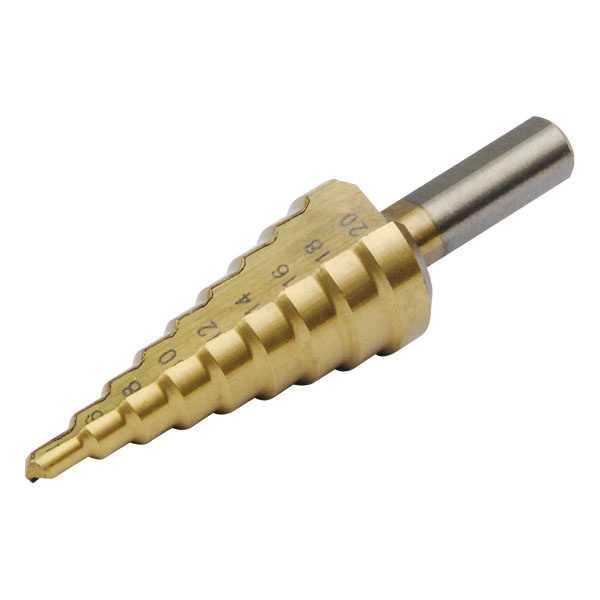 EXTOL CRAFT lépcsős fémfúró, 13 lépcsős; (4-39mm, 3mm lépcsők), befogás: 13mm, max. 4mm vastag anyagokhoz, TiN bevonat [ 20057 ]