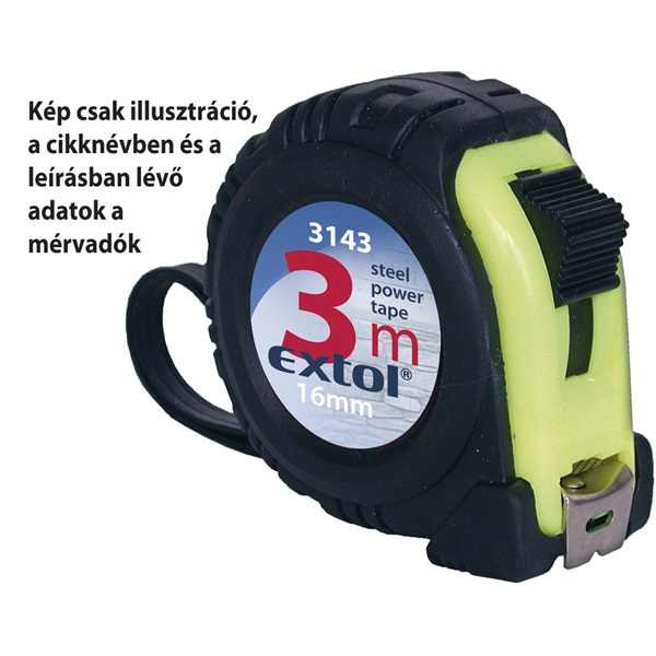 EXTOL CRAFT mérőszalag, gumírozott, 1 stoppos, 10m×25mm [ 3149 ]