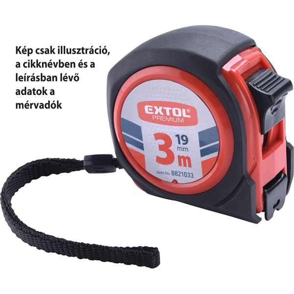 EXTOL PREMIUM mérőszalag, gumírozott, 1 stoppos, 5m×19mm [ 8821035 ]