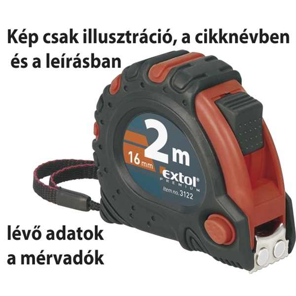 EXTOL PREMIUM mérőszalag, gumírozott, mágneses 3 stoppos, 3m×19mm [ 3123 ]