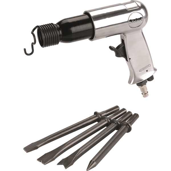 EXTOL PREMIUM pneumatikus vésőgép, 10mm (3/8") befogás, 3500 ütés/perc, 136l/perc, 6,3 Bar, 1/4" tömlőcsatl.,1,3 kg [ 8865022 ]