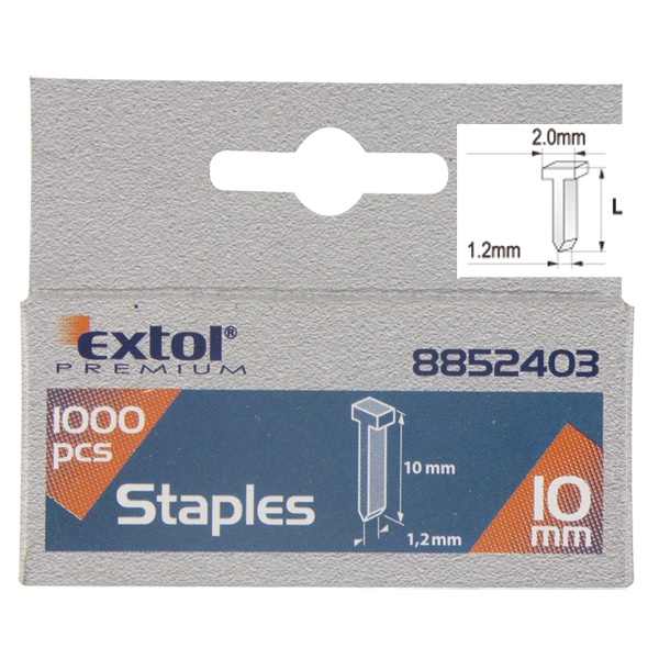 EXTOL PREMIUM szeg fejjel profi tűzőgéphez 1000db ; 10mm (2,0×1,2mm) [ 8852403 ]
