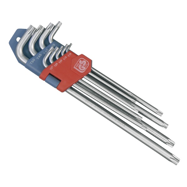 EXTOL PREMIUM torx kulcs klt. 9db, extra hosszú; T10-T50, hosszú szár: tömör, rövid szár: lyukas, CV., 90-225mm [ 8819412 ]