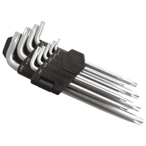 EXTOL PREMIUM torx kulcs klt., CV. ; 9db, lyukas, T10,15,20,25,27,30,40,45,50, bliszteren [ 6601 ]