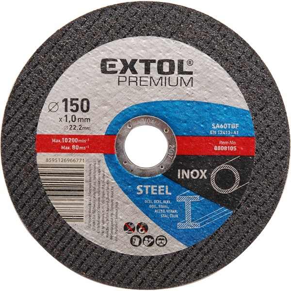 EXTOL PREMIUM vágókorong acélhoz, kék; 115×1,0×22,2mm, max 13300 ford/perc, (darabáras, de csak ötösével rendelhető) [ 8808100 ]