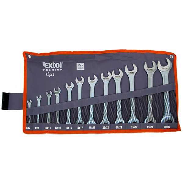 EXTOL PREMIUM villáskulcs klt., C.V., vászon tartóban; 12db, 6-32mm [ 8631141 ]