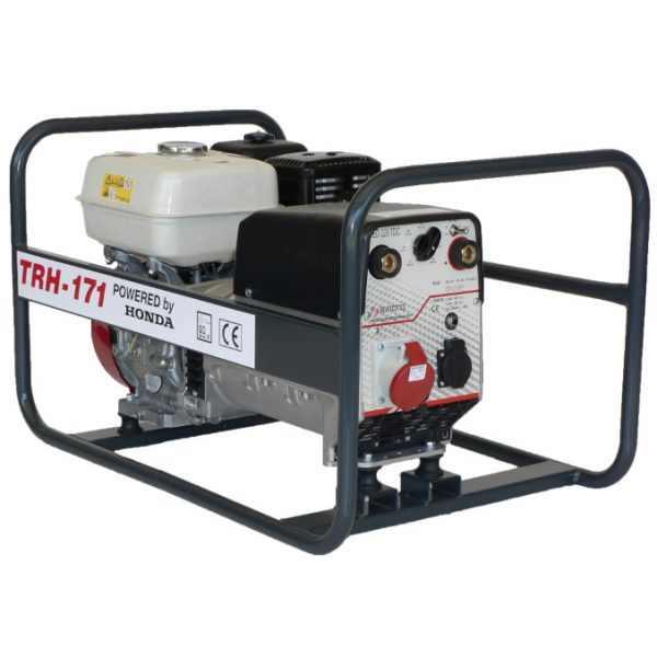 TRESZ TRH-171 benzinmotoros hegesztő-áramfejlesztő (HONDA motor, 170 A DC, 1 fázis 3,5 kVA / 3 fázis 5,5 kVA) [ HON-TRH-171 ]