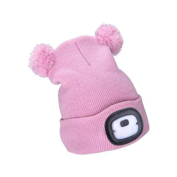 EXTOL LIGHT sapka, gyerek, rózsaszín, kötött, kivehető LED homloklámpával, 4×25 Lumen; USB tölthető Li-ion, 3funkció (100%-75%-50%) [ 43458 ]