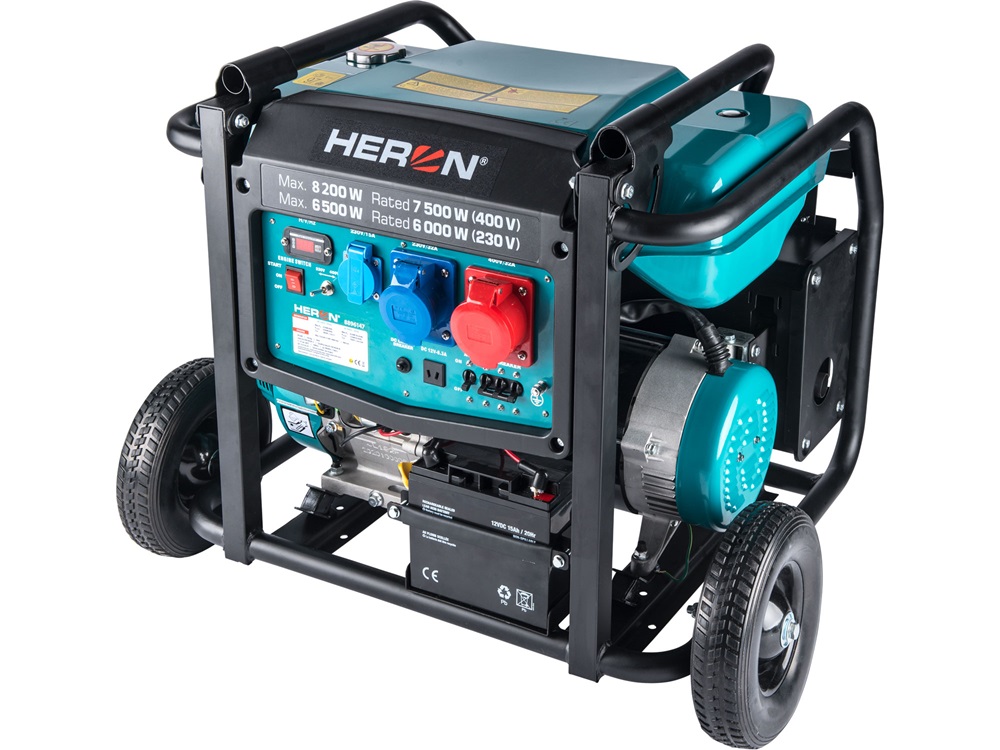 HERON benzinmotoros áramfejlesztő, 8000 VA, 400/230 V, hordozható [ 8896147]