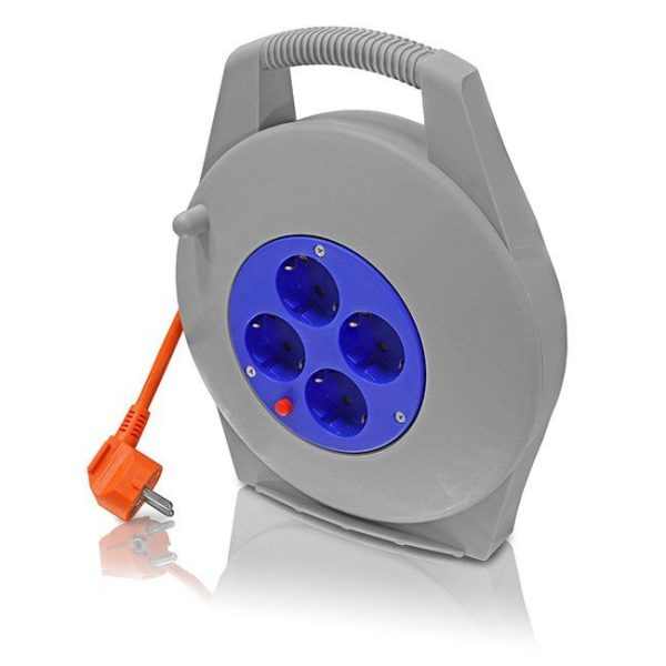 ERBA hosszabbító fekete kábeldobban (10 méteres)  [ ER11010 ]