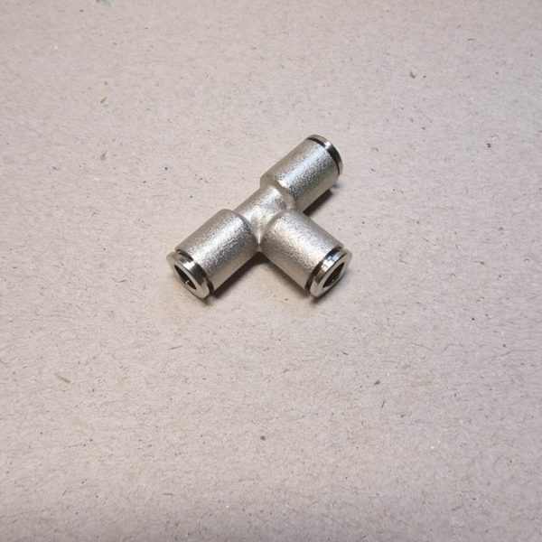 RILSAN levegő gyorscsatlakozó - fém - T egál elosztó - 6mm - 1/8" - OMG [ ART 526 - 6MM ]