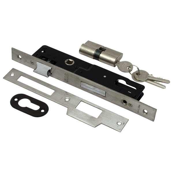 FLAME Biztonsági portálzár cilinderes 40 mm + zárbetét 3 kulccsal, Flame [ 84640 ]