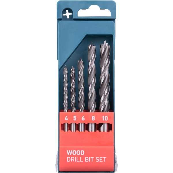 EXTOL PREMIUM fafúró klt. 5 db, rövid, 4-5-6--8-10mm, Cr.V., normál befogás; műanyag dobozban [ 8801220 ]