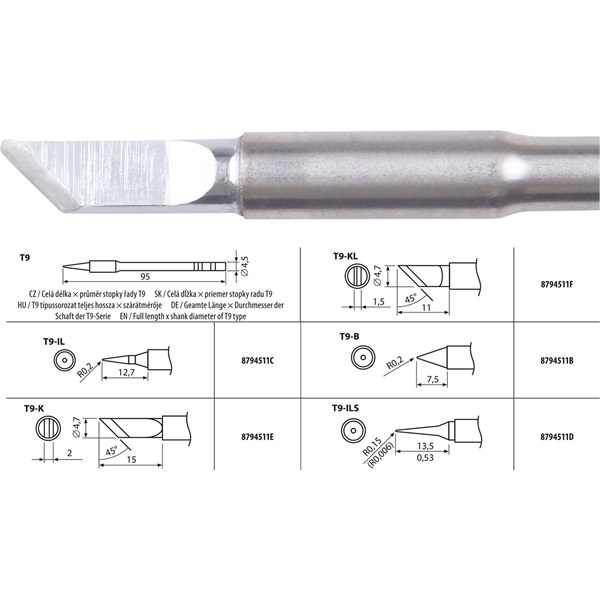 EXTOL INDUSTRIAL forrasztócsúcs T9-KL a 8794511 forrasztó pákához [ 8794511F ]