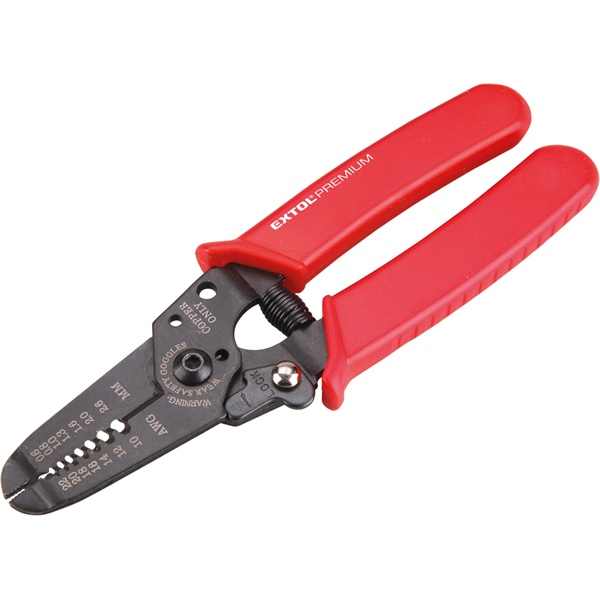 EXTOL PREMIUM vezeték csupaszító (blankoló) fogó, HRC 52-55, kábel méretek: 0,6-0,8-1,0-1,3-1,6-2,0-2,6 mm [ 8831120 ]