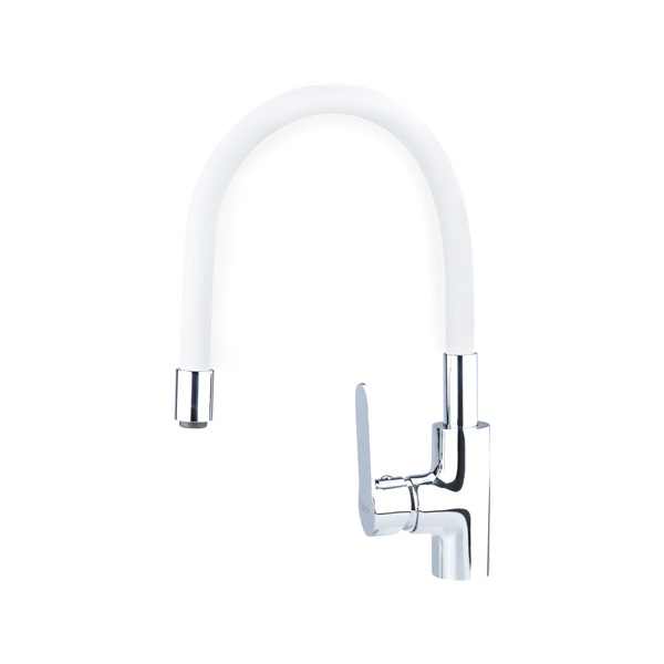 BALETTO mosogató csaptelep  hajlékony szilikon kifolyó csővel, 35mm, fehér [ 81122 ]