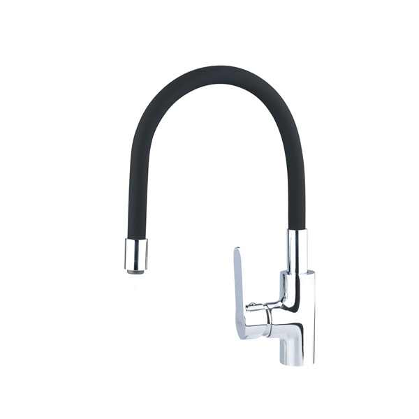 BALETTO mosogató csaptelep  hajlékony szilikon kifolyó csővel, 35mm, fekete [ 81120 ]