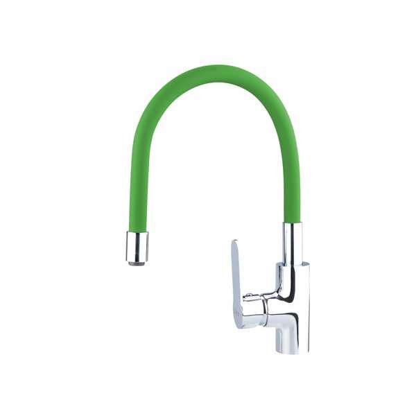 BALETTO mosogató csaptelep  hajlékony szilikon kifolyó csővel, 35mm, zöld [ 81124 ]