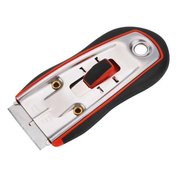 EXTOL PREMIUM üvegtisztító kaparó, rozsdamentes acél test, műanyag borítás (ABS+TPR), multifunkciós, TÜV/GS; pótpenge 9141 (19×38mm) [ 8855062 ]