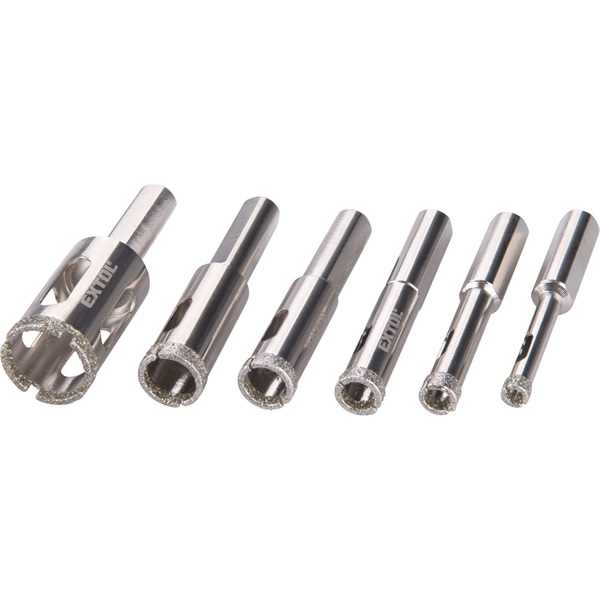 EXTOL PREMIUM körkivágó klt. 6 db, üvegre, kerámiára és csempére, gyémánt vágóél; 6-20 mm, fúrógépbe fogható [ 8801975 ]