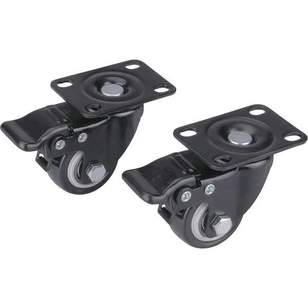 EXTOL PREMIUM készülékgörgő 2 db, önbeálló, rögzítőfékkel, fekete PVC, golyóscsapággyal, 40mm, max. teherbírás: 30 kg/db [ 8856013 ]