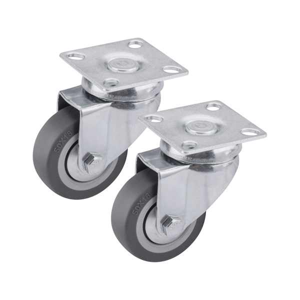 EXTOL PREMIUM készülékgörgő 2 db, önbeálló, szürke gumi, 50mm, golyóscsapággyal, max. teherbírás: 27 kg/db [ 8856023 ]