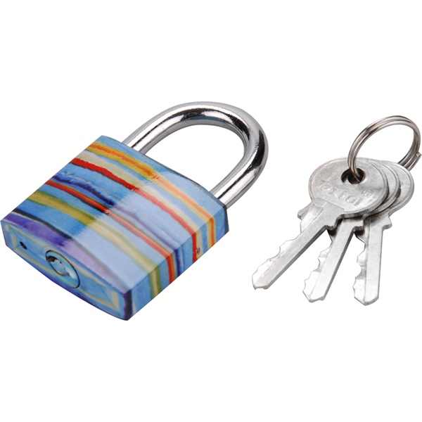 EXTOL CRAFT lakat, színesen festett vas, 3 kulccsal, bliszteren; 38mm [ 77021 ]