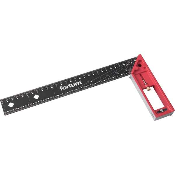 FORTUM asztalos L-derékszög, 300 mm, ALU/Inox, lézer gravírozott, mm beosztás,[ 4784101 ]