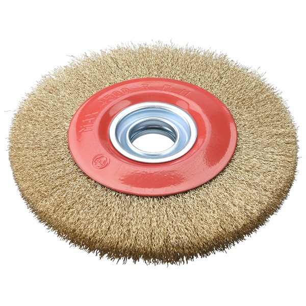 EXTOL CRAFT drótcsiszoló körkefe kettős köszörűre, 150mm, 32mm átm, műa. adapterek, hullámos szálú, rezezett acél[ 17018 ]