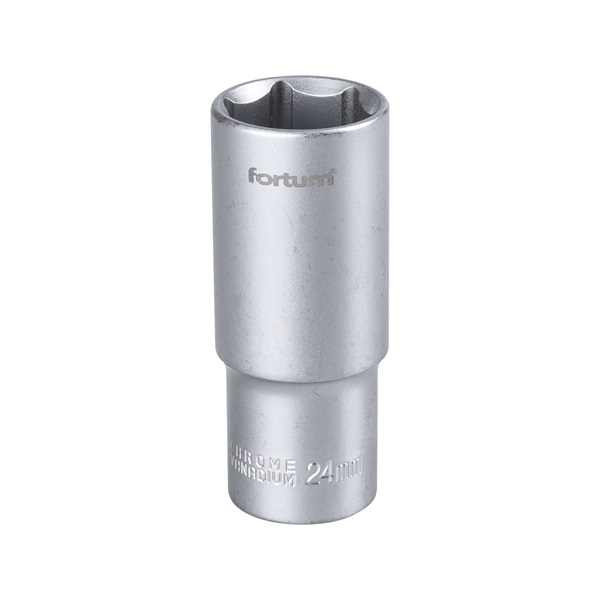 FORTUM garancia dugófej, hosszított, 1/2", 24mm, 61CrV5, mattkróm, 77mm hosszú FORTUM [ 4700524 ]