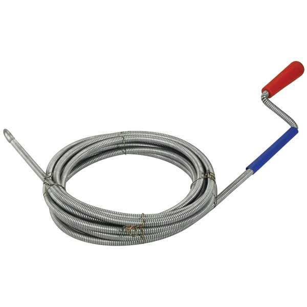 EXTOL PREMIUM lefolyócső tisztító, 5m, 6mm átmérő, kézi tekerővel, tisztító körömmel,  (1,9mm drótból sodorva) [ 8859014 ]