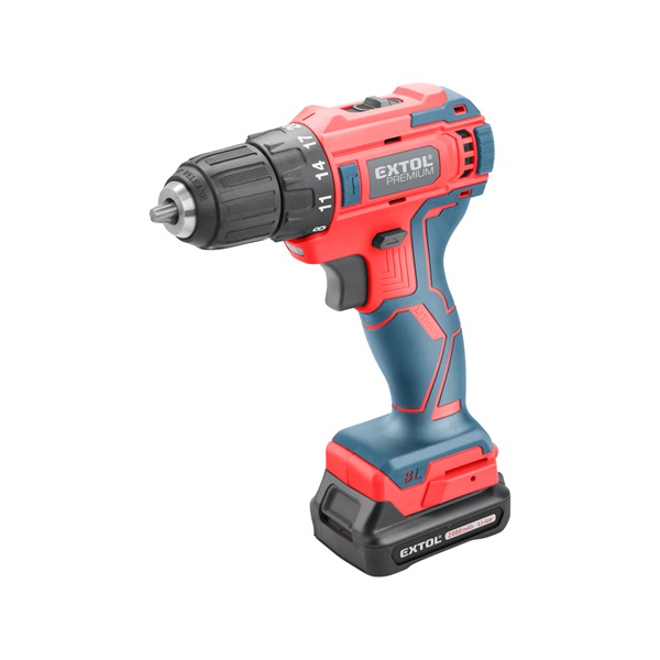 EXTOL PREMIUM akkus fúrócsavarozó, 12V, szénkefe mentes, Li-ion, 1db akku, 1db töltő, 2000 mAh; 35Nm [ 8891152 ]