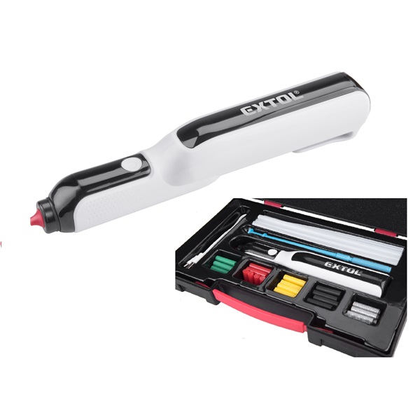 EXTOL PREMIUM akkus melegragasztó toll, 4V, 2000 mAh Li-ion akku, stift átm: 7,2 mm [ 8891503 ]